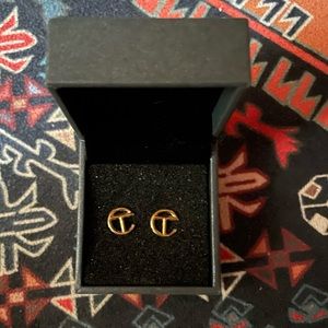 Telfar gold stud earrings